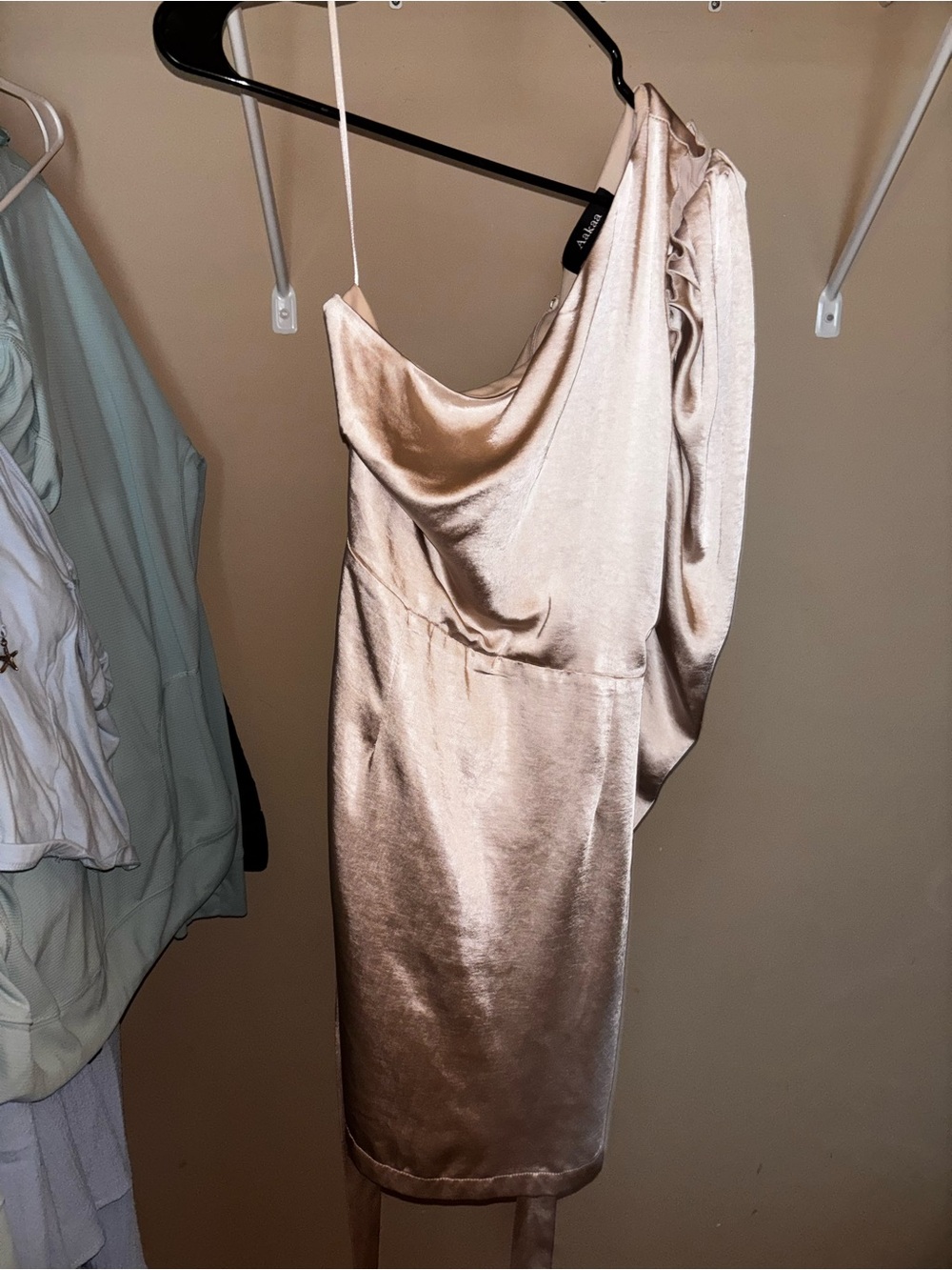 Off the shoulder champagne dress